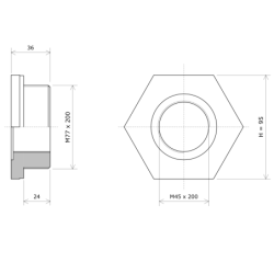 M45 - M77 Threaded reduction sleeve for Vulcanic immersion heater Draw