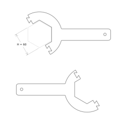 60 Flat spanner for Vulcanic screw plug immersion heater Draw