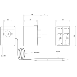 Thermostat nu 2 contacts plage 50 à 200 °C 9014.05 Vulcanic Plan