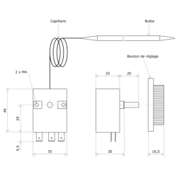 Thermostat nu 1 contact plage 0 à 120 °C Vulcanic Plan