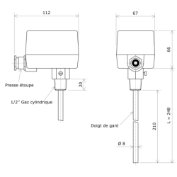 Thermostat à canne plage 0 à 100 °C IP54 900811 Vulcanic Plan