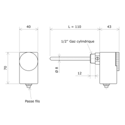 Thermostat à canne plage 10 à 90 °C IP40 903011 Vulcanic Plan