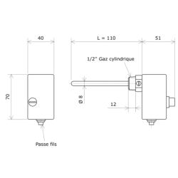 Limiteur de température à canne 100 °C fixe IP40 903021 Vulcanic Plan