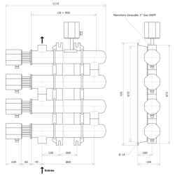 Réchauffeur de liquide DN80 4 corps non calorifugés Vulcanic PlanLN900B60