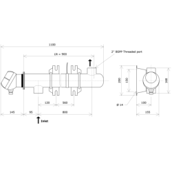 Liquid circulation heater for domestic water 1 vessel non-insulated Vulcanic DrawLN900