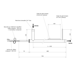 Réchauffeur de fluide faible débit DN25 sans boitier Vulcanic PlanL630D55