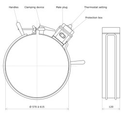 Metallic heating belt with thermostat DrawDia570