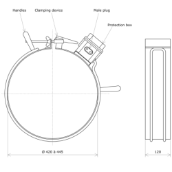 Metallic heating belt without regulation device DrawDia420