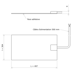 Tissu chauffant silicone rectangulaire 304x497 Face adhésive Vulcanic Plan