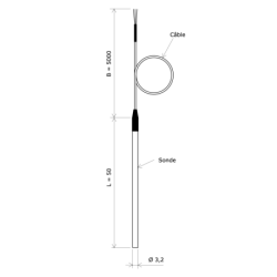 Sonde Pt100 sortie câble Téflon 3103504 Vulcanic Plan