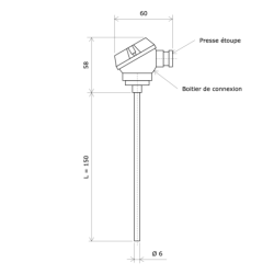 Sonde Pt100 rigide avec boitier 3104204 Vulcanic Plan