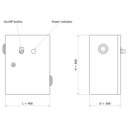 Power supply and control by thermostat 45kW Vulcanic Draw