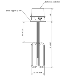 Thermoplongeur amovible 6kW pour container IBC 1000L Vulcanic Plan