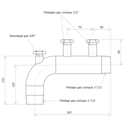 Manchette DN50 nue pour réchauffeur Vulcanic Plan