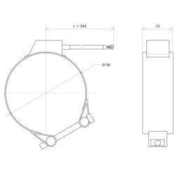 Clamp-on thermostat for DN80 Vulcanic heater DrawL500