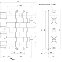 Réchauffeur de liquide DN80 4 corps non calorifugés Vulcanic PlanLN900B0