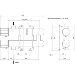 Réchauffeur de liquide DN80 2 corps non calorifugés Vulcanic PlanLN900B0