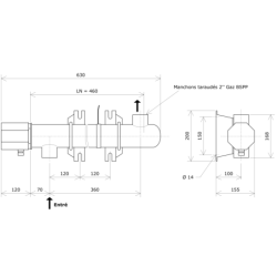 Réchauffeur de liquide DN80 1 corps non calorifugé Vulcanic PlanLN460B0