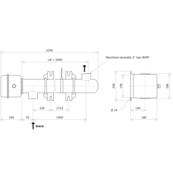 Réchauffeur de liquide DN80 1 corps non calorifugé Vulcanic PlanLN2050B0