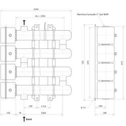 Réchauffeur de liquide DN80 4 corps non calorifugés Vulcanic PlanLN2050B0