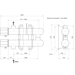 Réchauffeur de liquide DN80 2 corps non calorifugés Vulcanic PlanLN1390B0