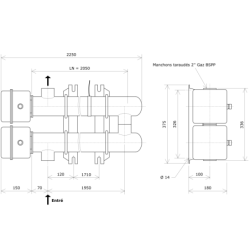 Réchauffeur de liquide DN80 2 corps non calorifugés Vulcanic PlanLN2050B0