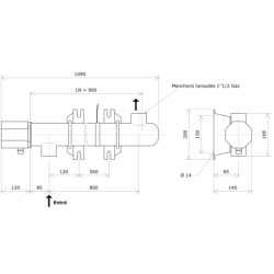 Réchauffeur de liquide DN50 1 corps non calorifugé Vulcanic PlanLN900B0