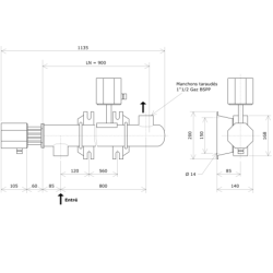 Réchauffeur de liquide DN50 1 corps non calorifugé Vulcanic PlanLN900B60