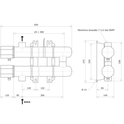 Réchauffeur de liquide DN50 2 corps non calorifugés Vulcanic PlanLN460B0