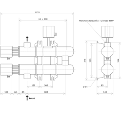 Réchauffeur de liquide DN50 2 corps non calorifugés Vulcanic PlanLN900B60