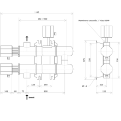 Réchauffeur de liquide DN80 2 corps non calorifugés Vulcanic PlanLN900B60