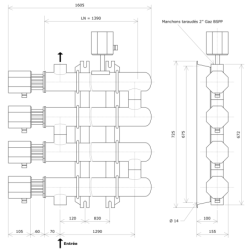 Réchauffeur de liquide DN80 4 corps non calorifugés Vulcanic PlanLN1390B60