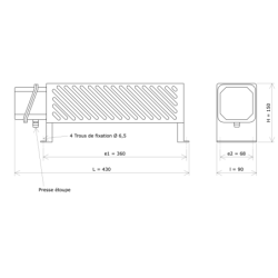 Radiateur industriel standard Vulcanic 6007 sans thermostat Plan L430