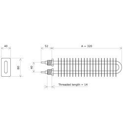 Résistance à ailettes rectangulaires 40x80 Vulcanic Plan A320