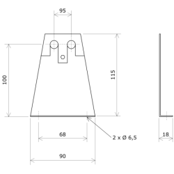 Supports de résistance à ailettes rectangulaires 25x50 Vulcanic Plan1