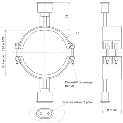 Collier chauffant blindé étanche 2 secteurs Diamètre 200 Vulcanic Plan