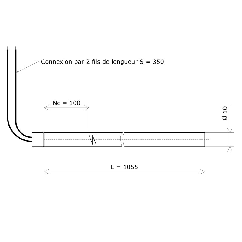 Résistance monotubulaire Vulstar grande longueur Ø10x418 Vulcanic Plan