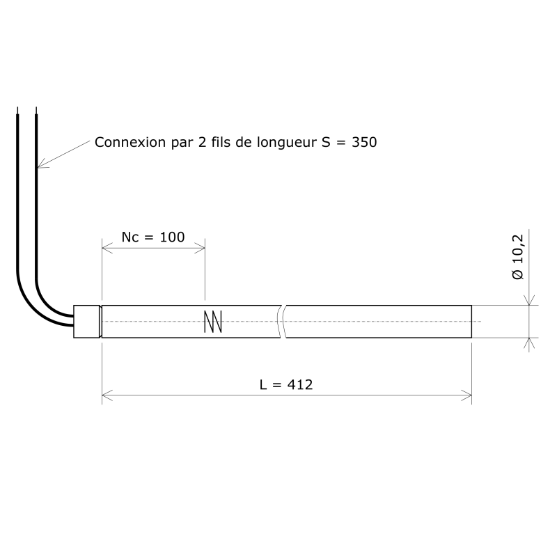 Résistance monotubulaire Vulstar grande longueur Ø10,2x412 Vulcanic Plan