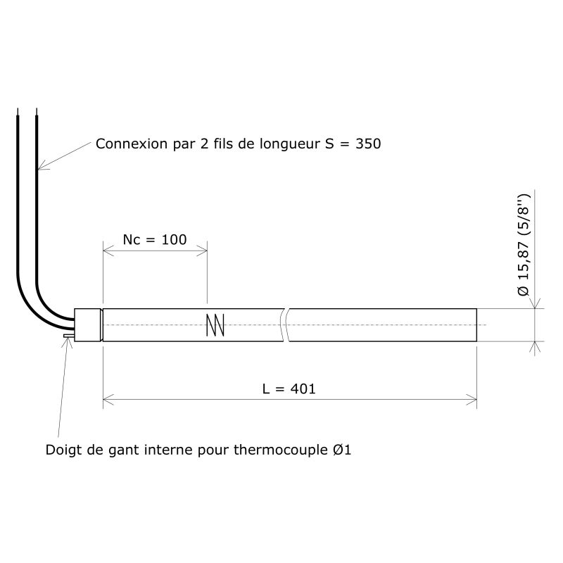 Résistance monotubulaire Vulstar grande longueur Ø15,87x401 Vulcanic Plan