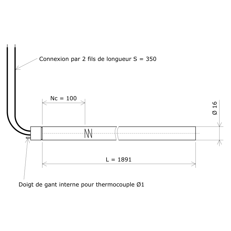 Résistance monotubulaire Vulstar grande longueur Ø16x1891 Vulcanic Plan