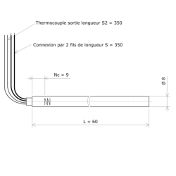 Single tube heater Ø 8 with...