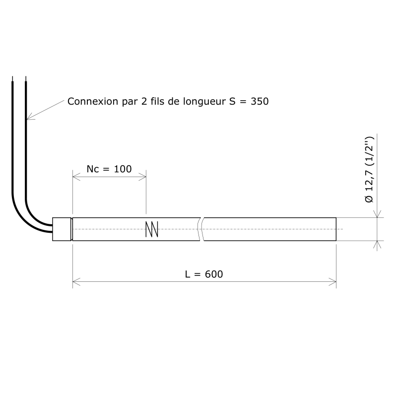 Résistance monotubulaire Vulstar grande longueur Ø12,7x600 Vulcanic Plan