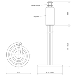 Thermoplongeur amovible blindé spiralé horizontal Vulcanic PlanHt820Lc170