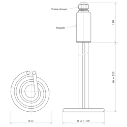 Thermoplongeur amovible blindé spiralé horizontal Vulcanic PlanHt320Lc170