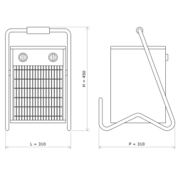 Vulcanic portable industrial fan heater 612123 Draw