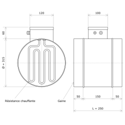 Batterie terminale pour gaine circulaire Ø315 Vulcanic Plan