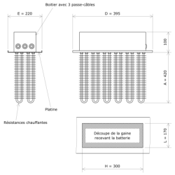 Batterie terminale pour gaine rectangulaire Vulcanic PlanA420