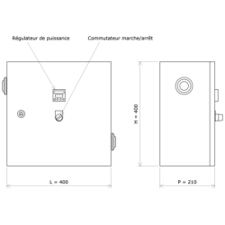 Coffret d'alimentation et de régulation 400x400x200 Vulcanic Plan