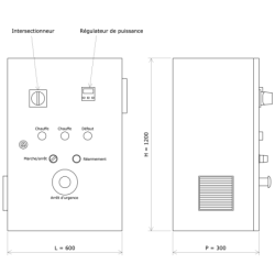 Coffret d'alimentation et de régulation TOR 600x1200x300 Vulcanic Plan