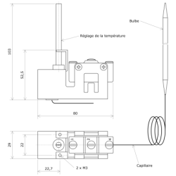 Thermostat nu 1 contact plage 0 à 70 °C 9030.01 Vulcanic Plan